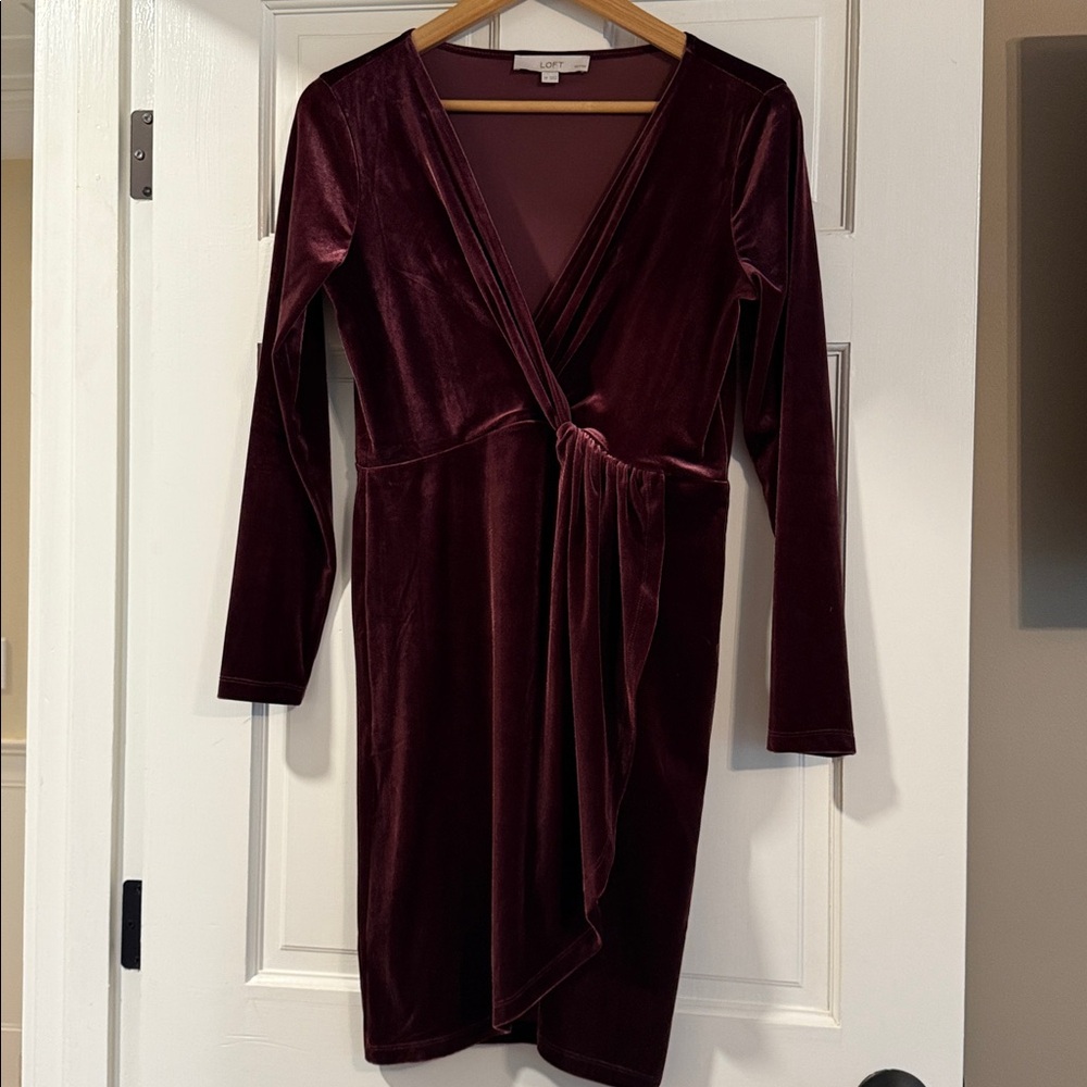 LOFT Deep Red Velvet Dress